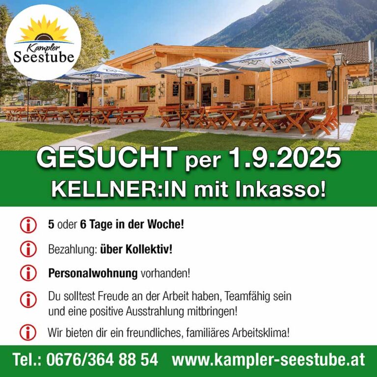 WIR SUCHEN DICH! – KELLNER:IN MIT INKASSO